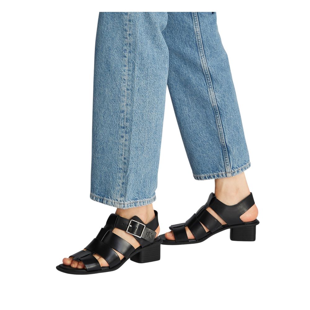 Sandales plates Calvin Klein Jeans noires en polyester