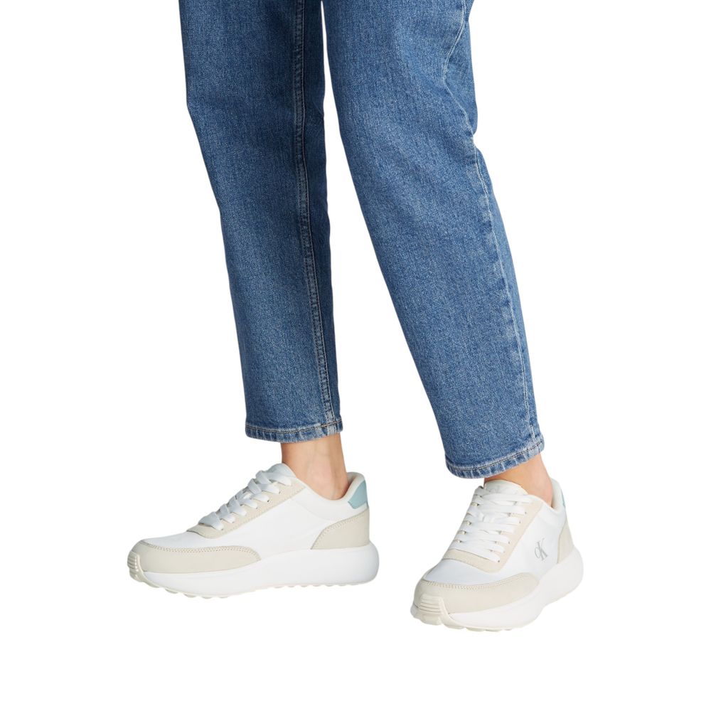 Baskets athlétiques en cuir beige Calvin Klein Jeans