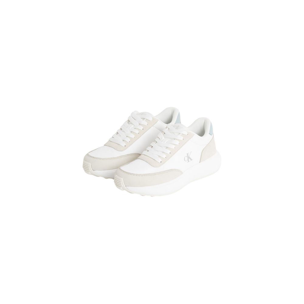 Baskets athlétiques en cuir beige Calvin Klein Jeans