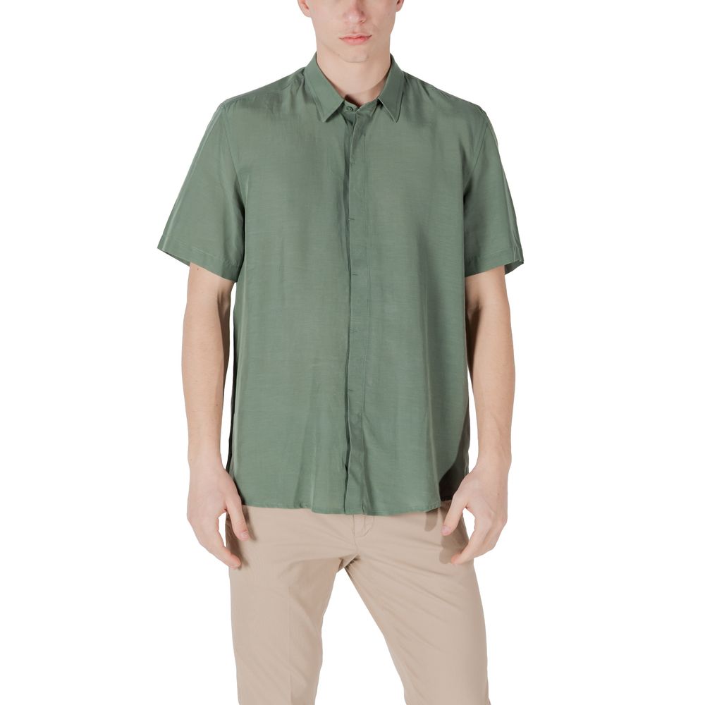 Chemise Antony Morato Bicolore en Lyocell à Manches Courtes