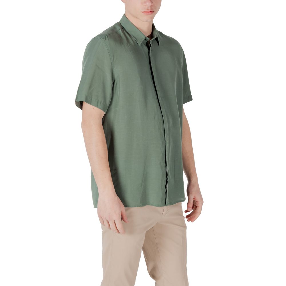 Chemise Antony Morato Bicolore en Lyocell à Manches Courtes