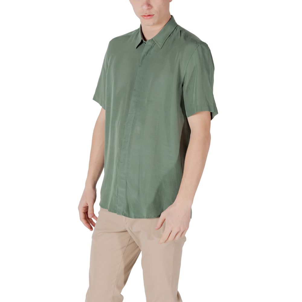 Chemise Antony Morato Bicolore en Lyocell à Manches Courtes