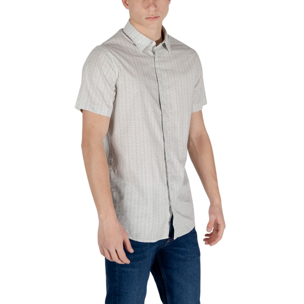 Chemise à manches courtes en coton crème Armani Exchange