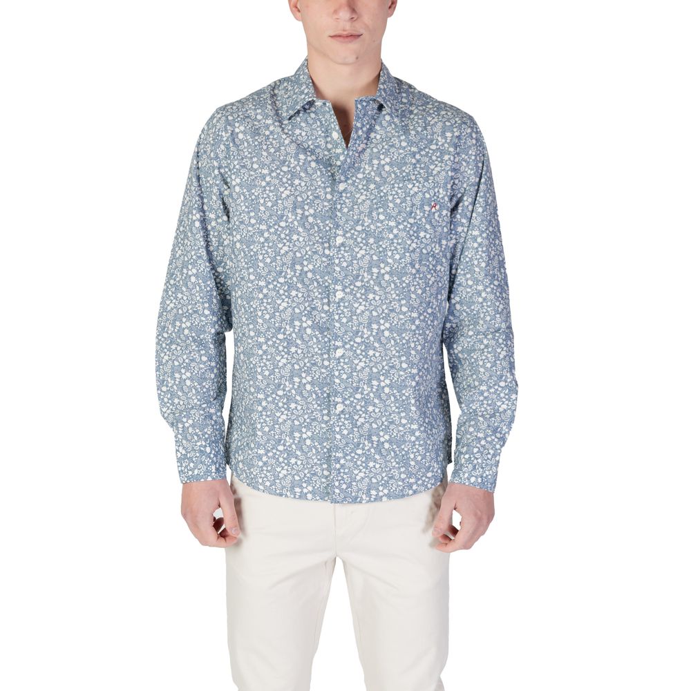 Chemise à motif en coton bleu Replay