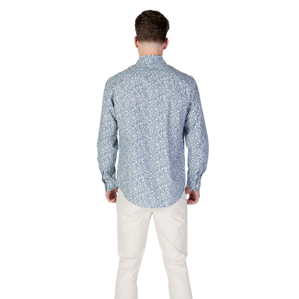 Chemise à motif en coton bleu Replay