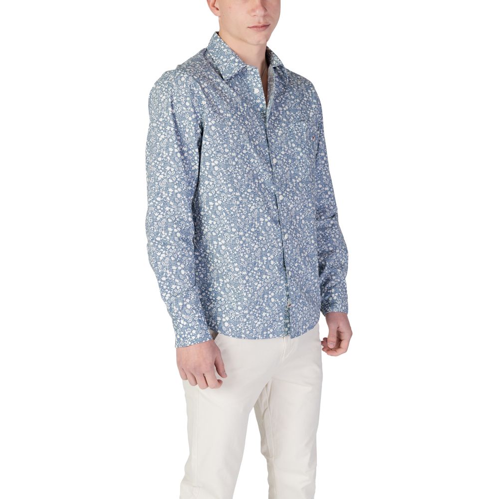Chemise à motif en coton bleu Replay