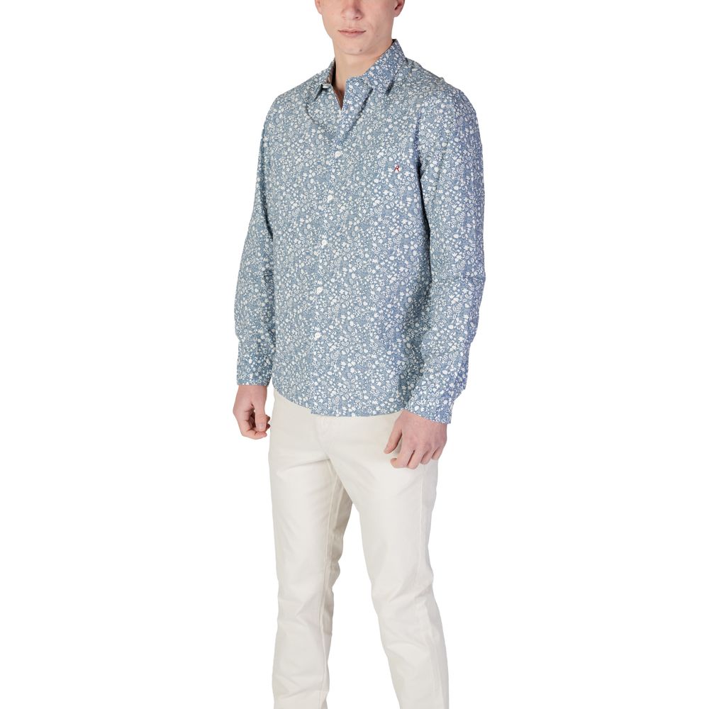 Chemise à motif en coton bleu Replay