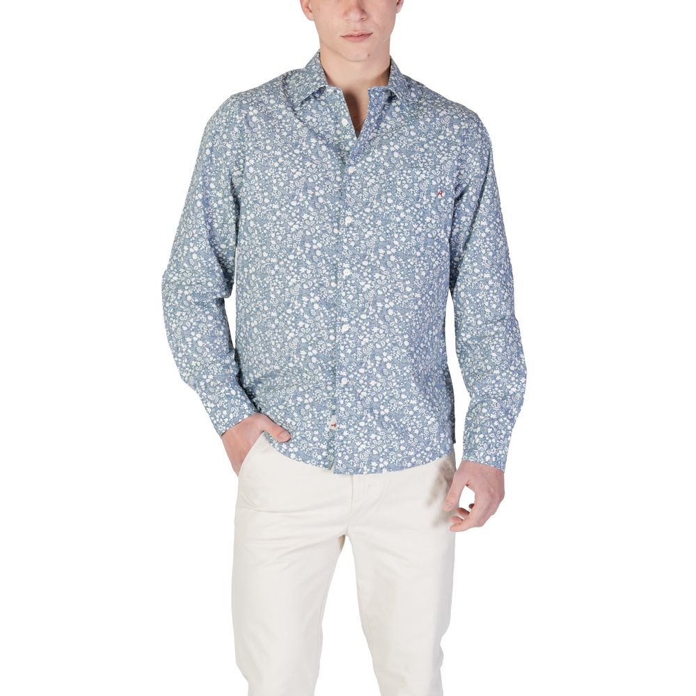 Chemise à motif en coton bleu Replay