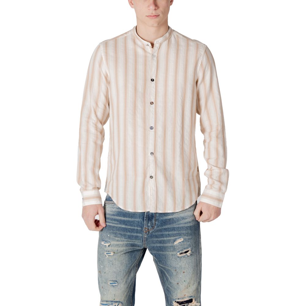 Chemise Gianni Lupo en coton beige à motifs