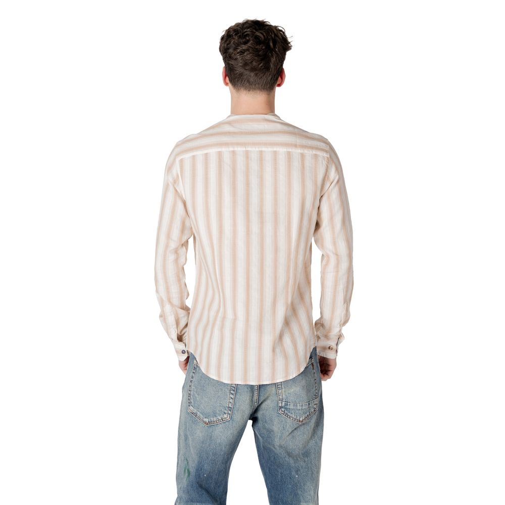 Chemise Gianni Lupo en coton beige à motifs