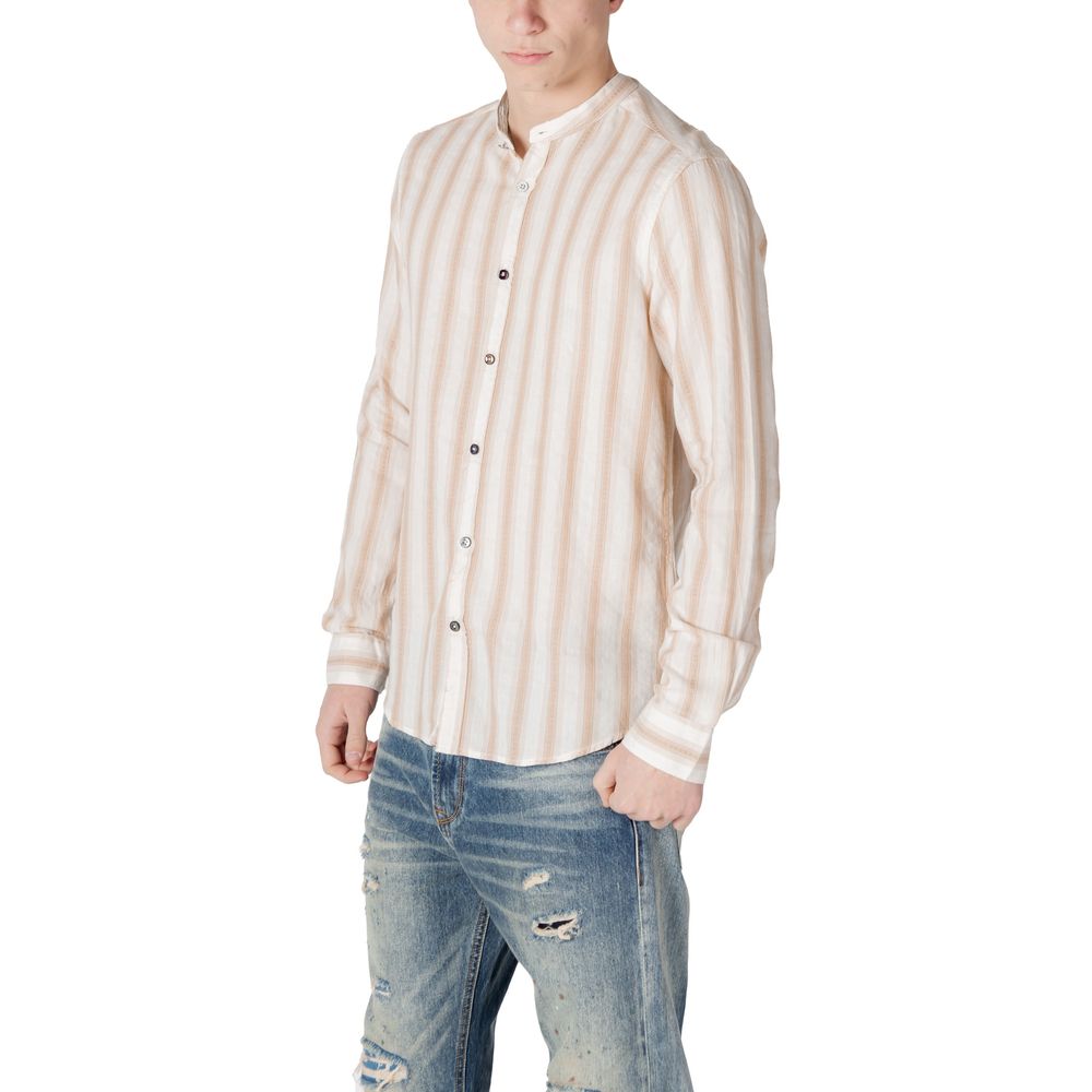 Chemise Gianni Lupo en coton beige à motifs
