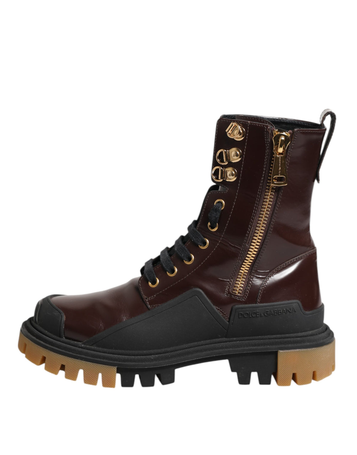 Bottes motardes mi-mollet en cuir marron Dolce & Gabbana