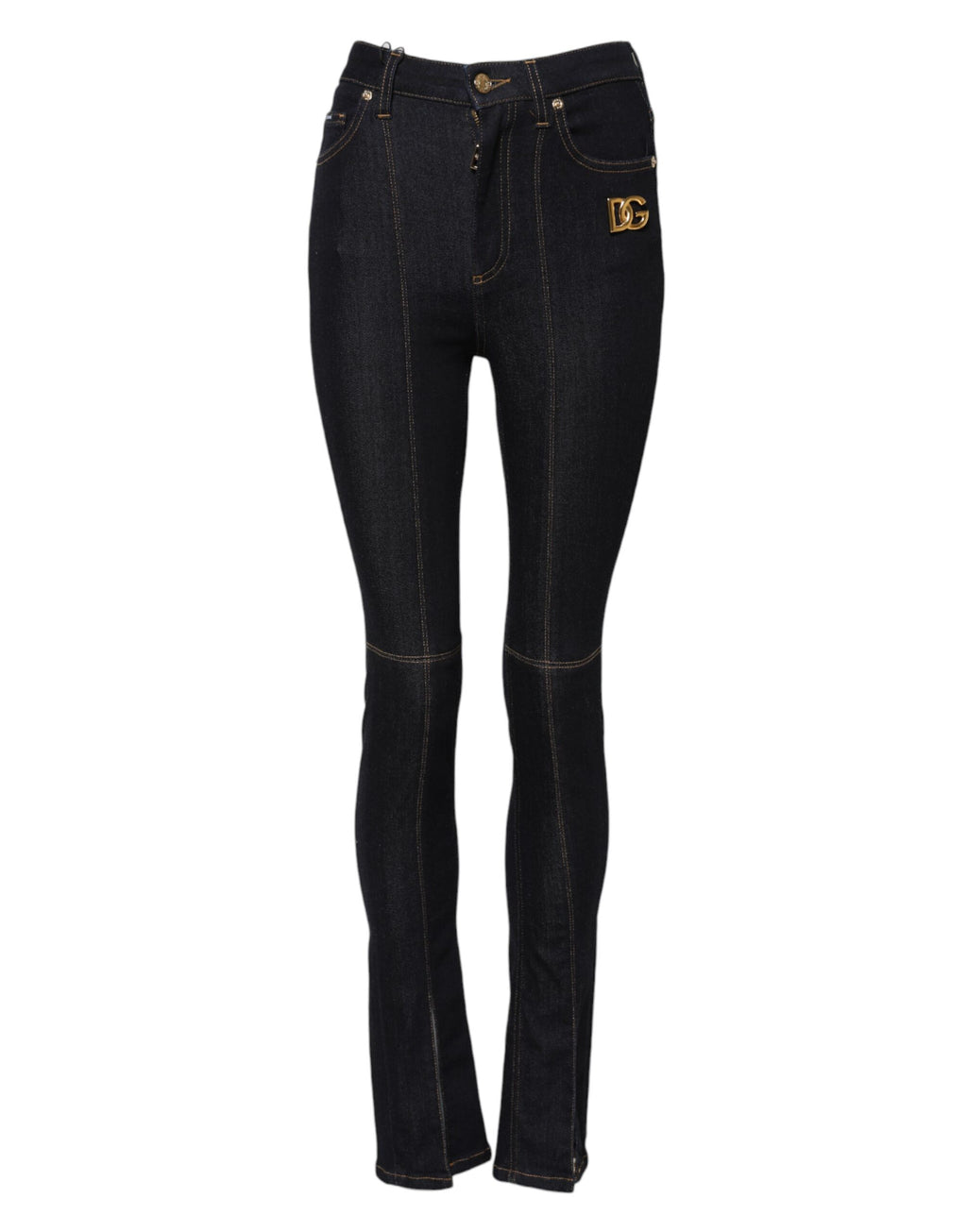 Jean Slim Taille Haute en Denim Coton Bleu Dolce & Gabbana