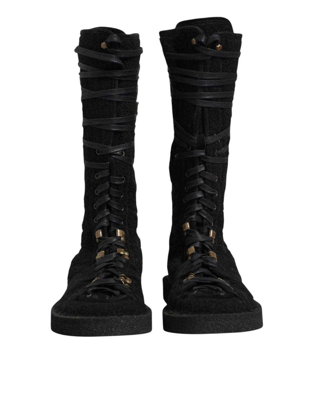 Bottes mi-mollet Dolce & Gabbana en laine d'alpaga noire et daim