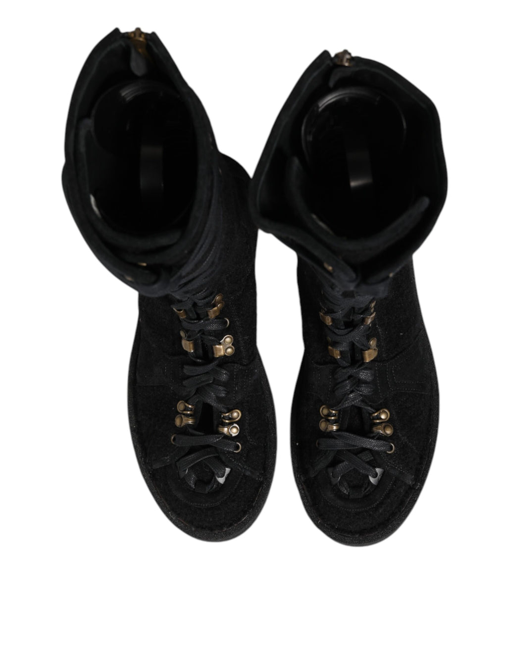 Bottes mi-mollet Dolce & Gabbana en laine d'alpaga noire et daim