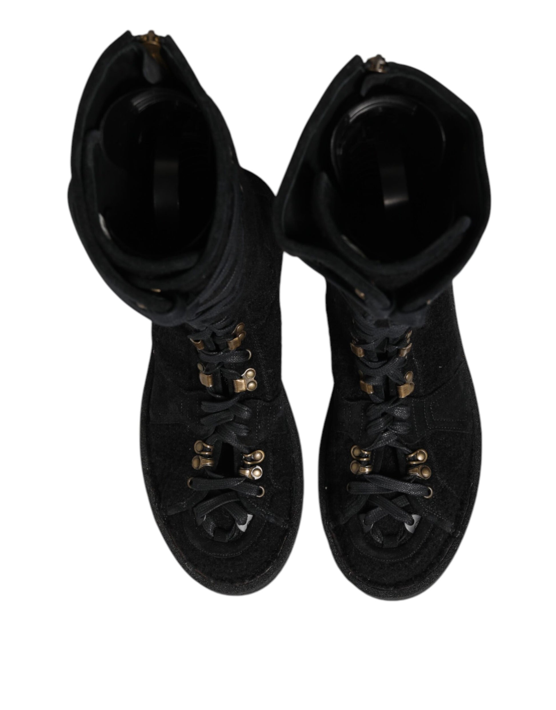 Bottes mi-mollet Dolce & Gabbana en laine d'alpaga noire et daim