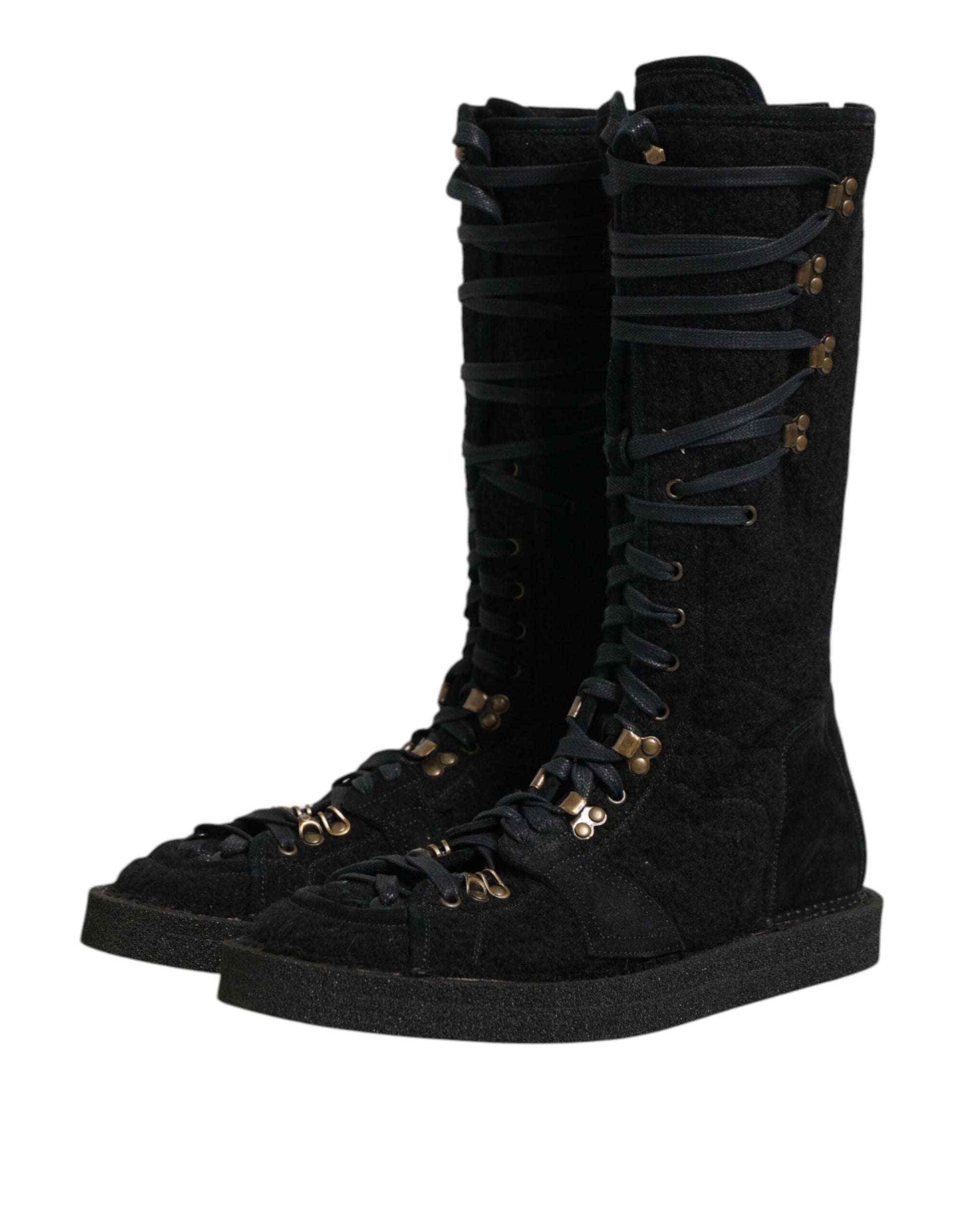 Bottes mi-mollet Dolce & Gabbana en laine d'alpaga noire et daim