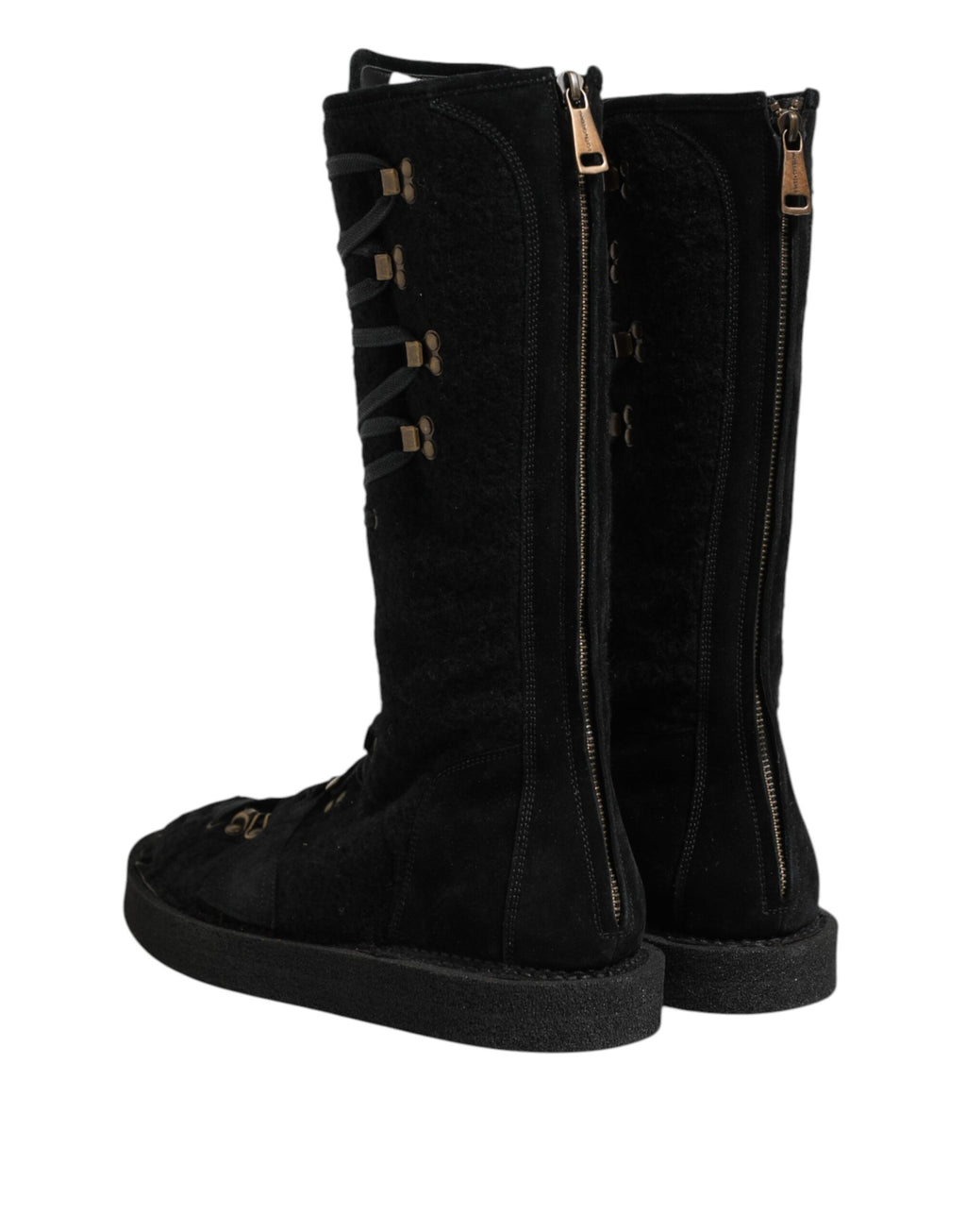 Bottes mi-mollet Dolce & Gabbana en laine d'alpaga noire et daim