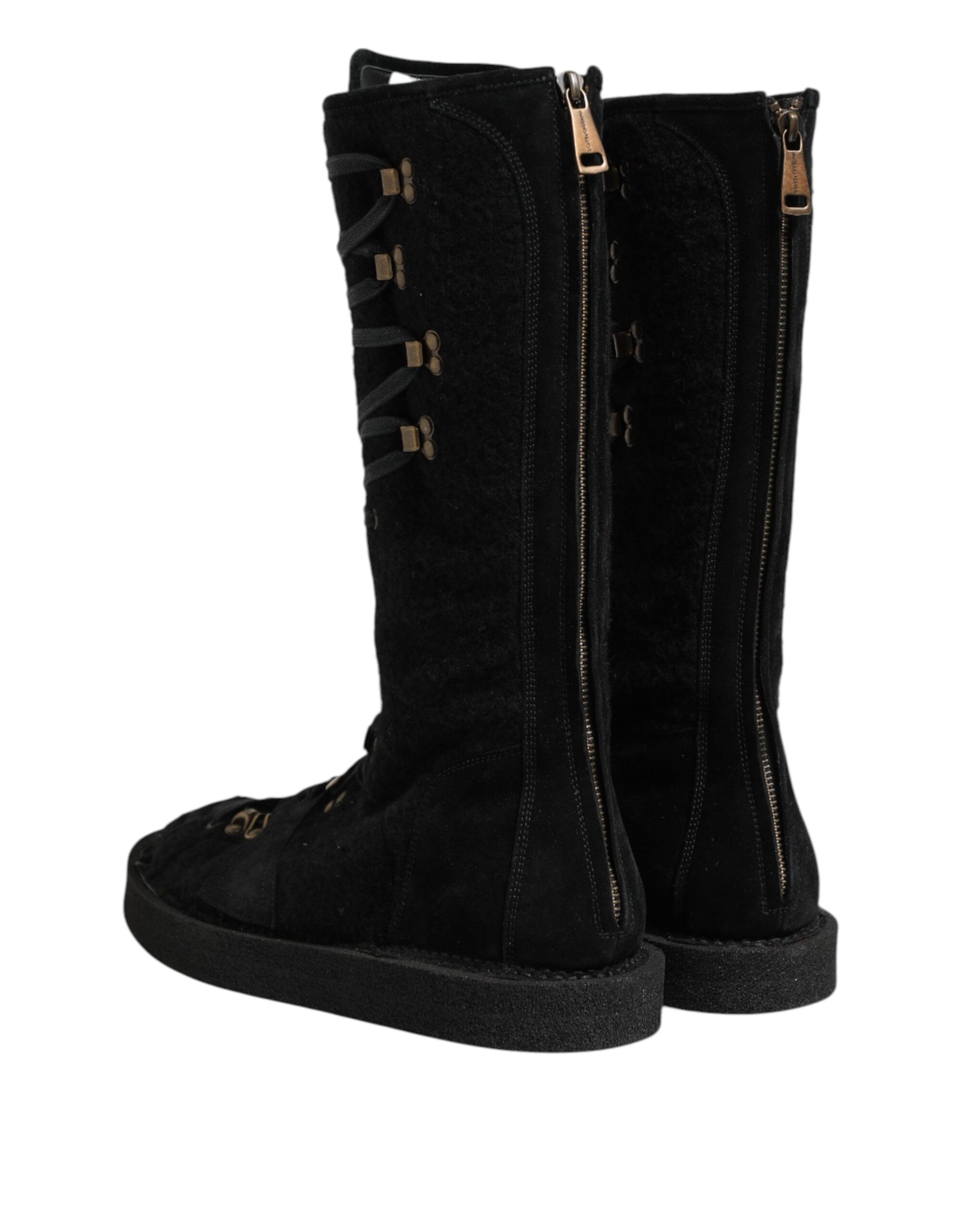 Bottes mi-mollet Dolce & Gabbana en laine d'alpaga noire et daim