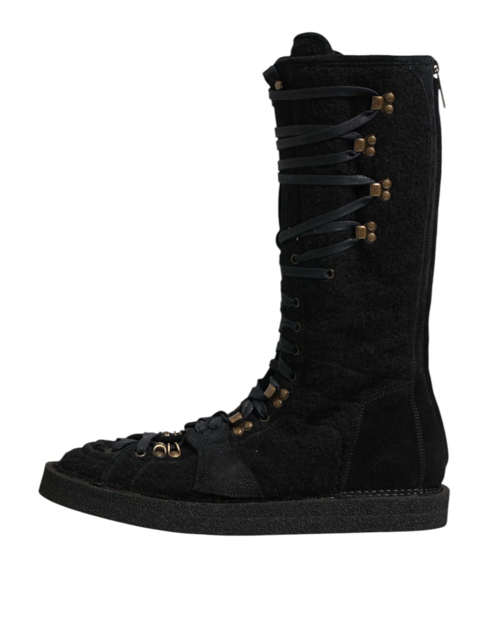 Bottes mi-mollet Dolce & Gabbana en laine d'alpaga noire et daim