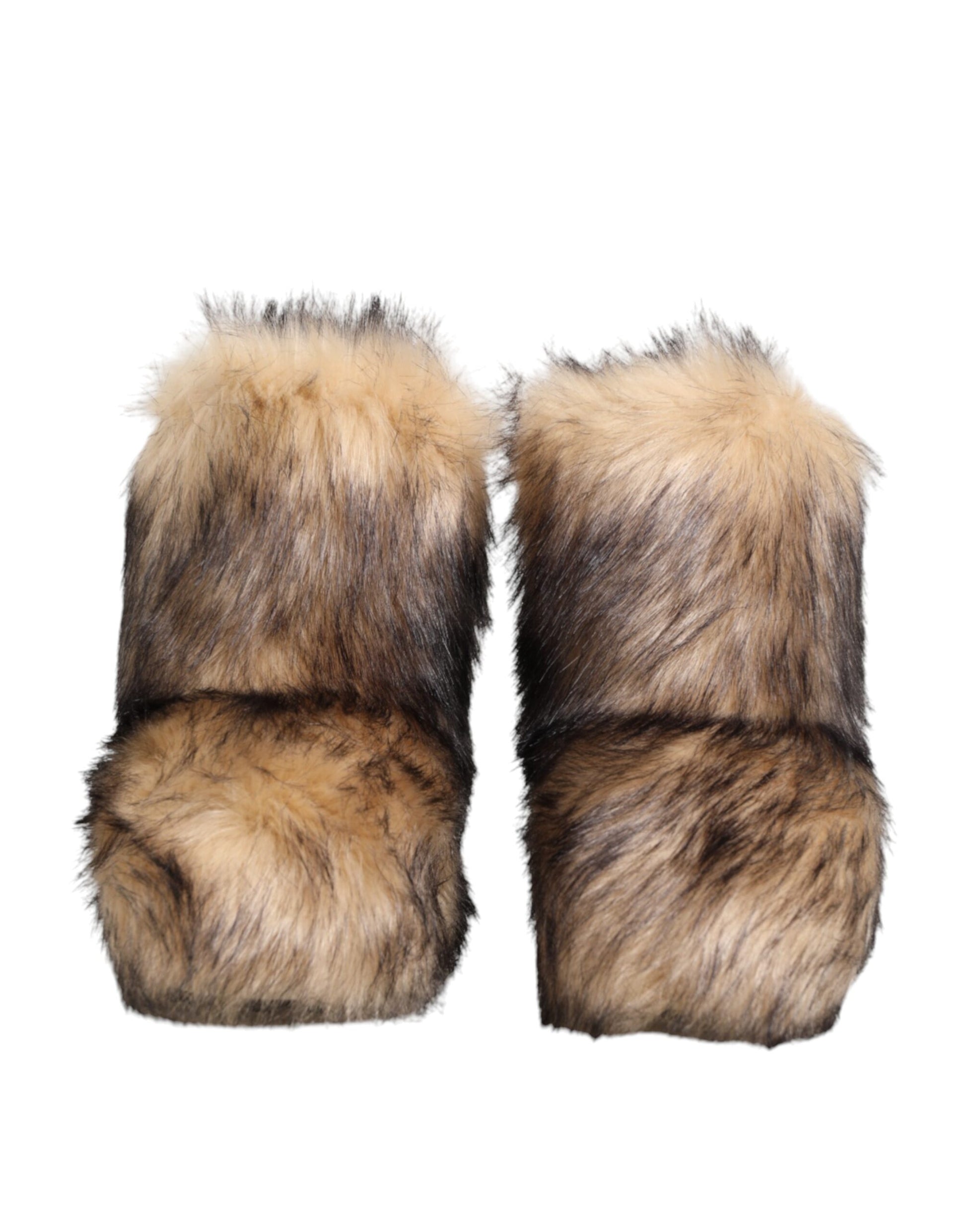Dolce & Gabbana Bottes courtes homme en fausse fourrure de vison marron