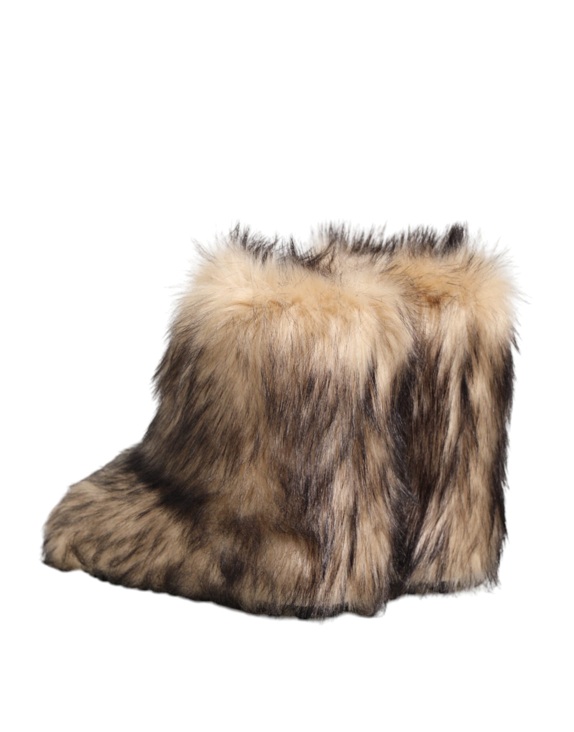Dolce & Gabbana Bottes courtes homme en fausse fourrure de vison marron
