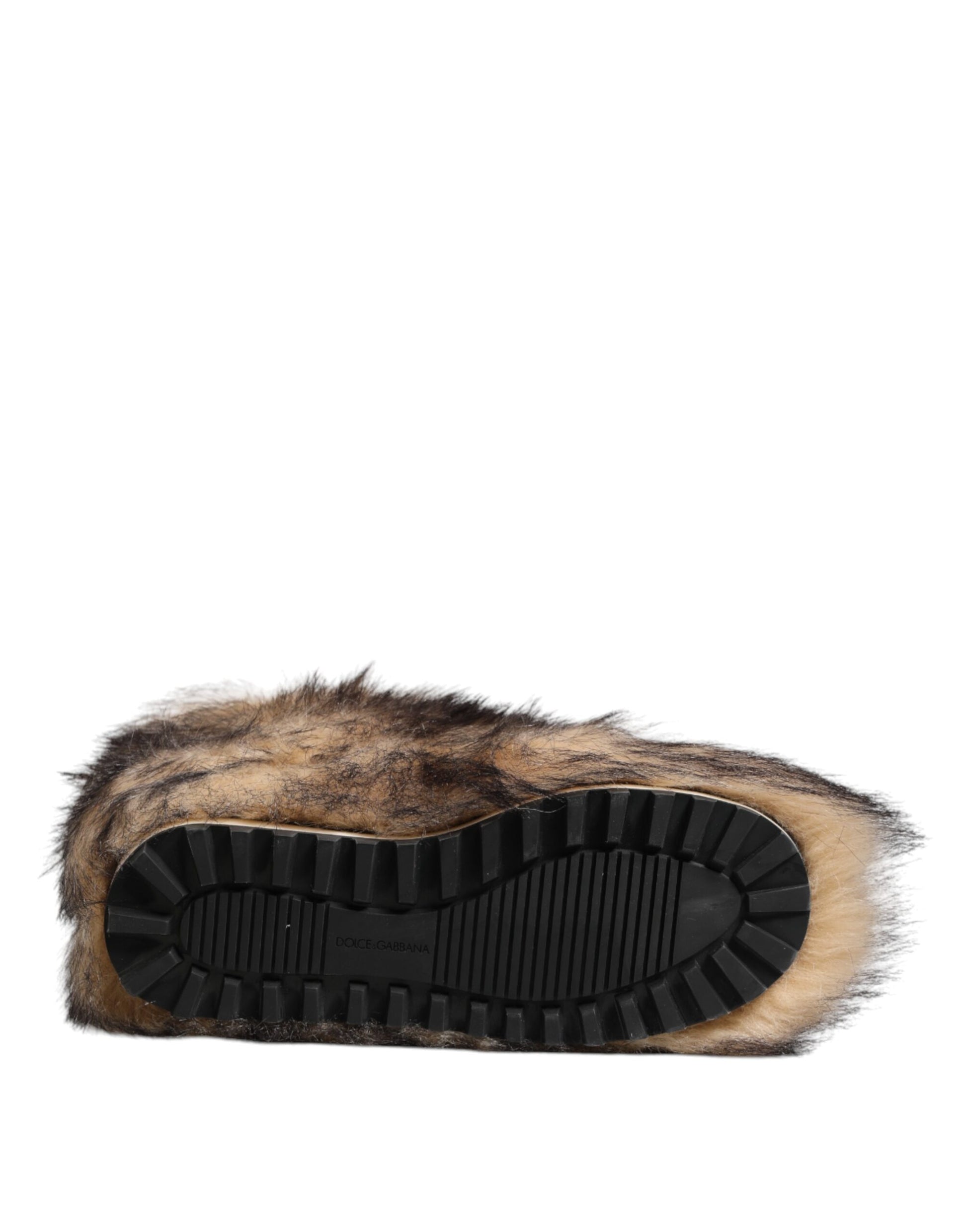 Dolce & Gabbana Bottes courtes homme en fausse fourrure de vison marron