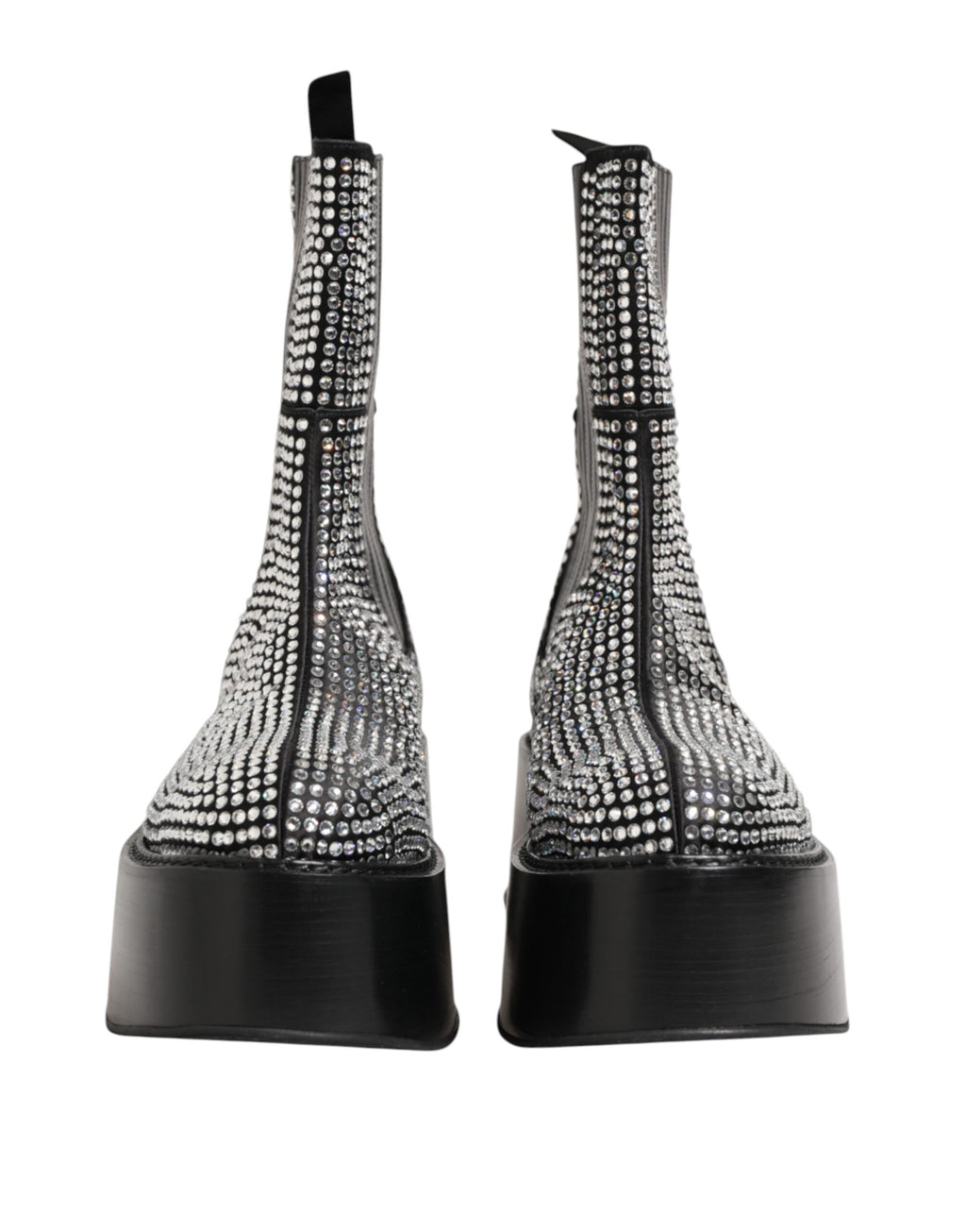 Bottes courtes mi-mollet en strass de cristal noires Dolce & Gabbana