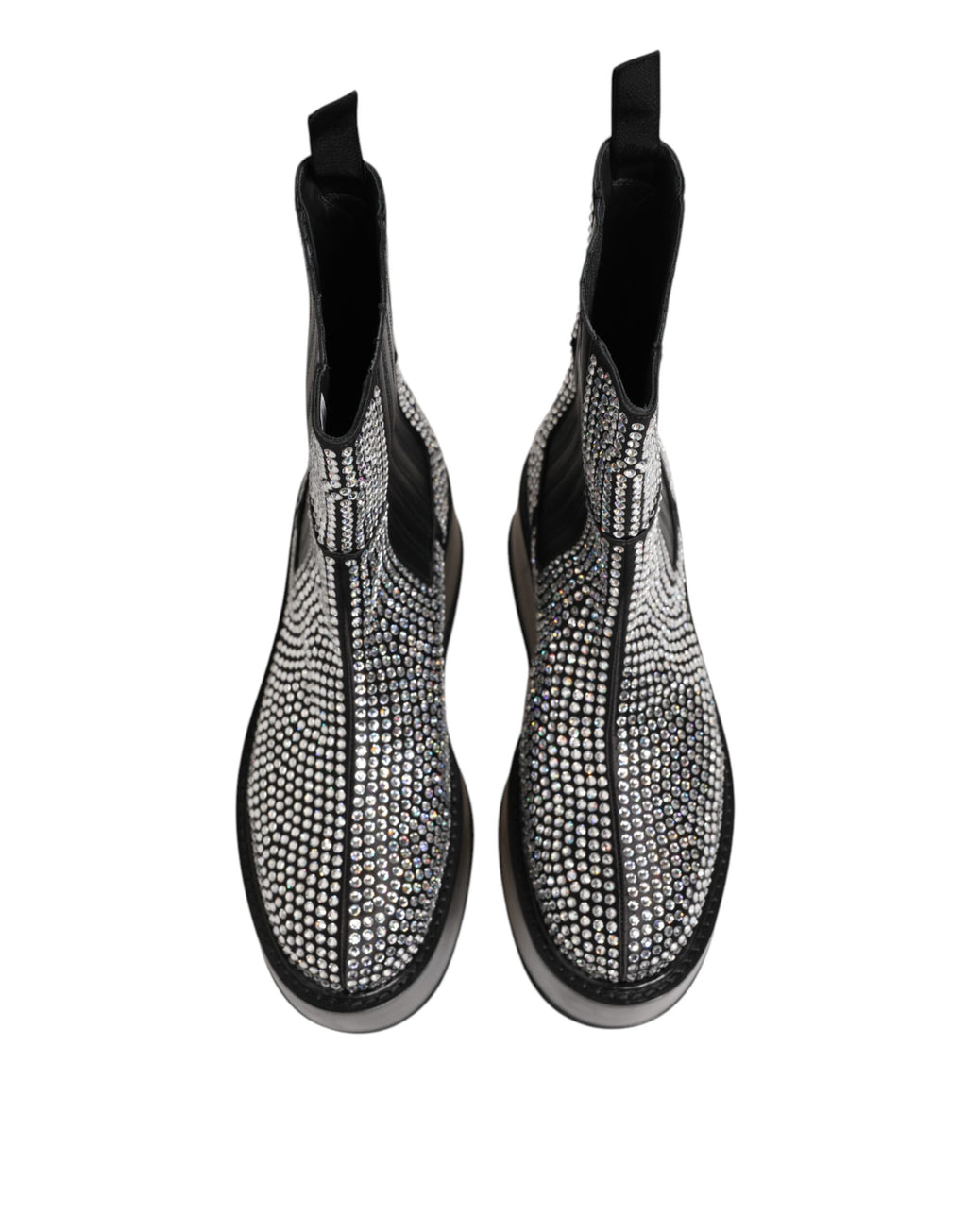 Bottes courtes mi-mollet en strass de cristal noires Dolce & Gabbana