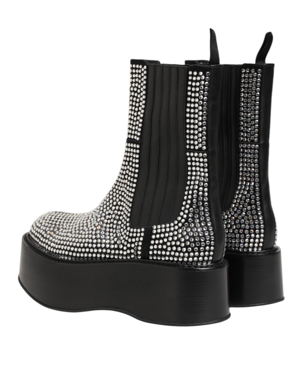 Bottes courtes mi-mollet en strass de cristal noires Dolce & Gabbana