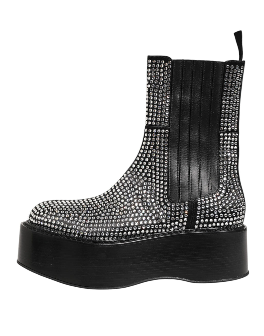 Bottes courtes mi-mollet en strass de cristal noires Dolce & Gabbana