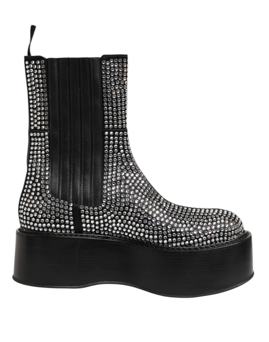 Bottes courtes mi-mollet en strass de cristal noires Dolce & Gabbana