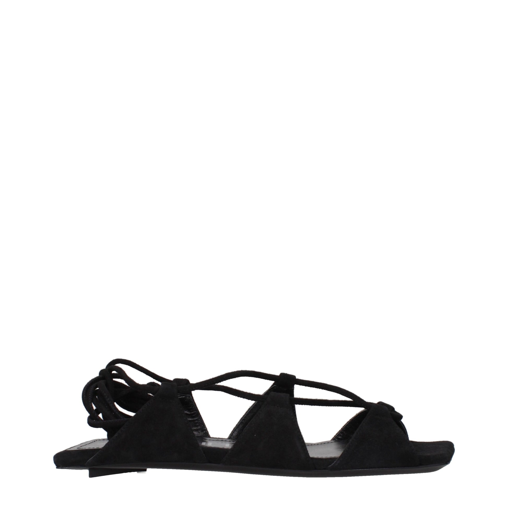 Les sandales plates en cuir noir The Attico