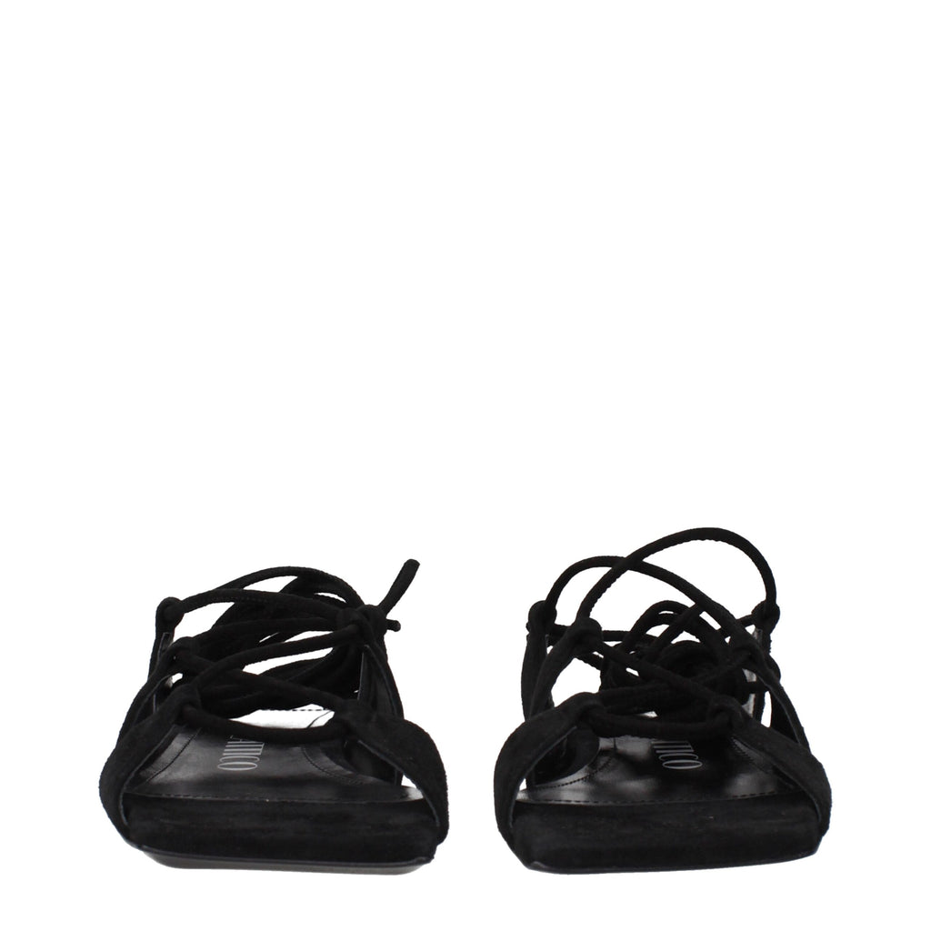 Les sandales plates en cuir noir The Attico