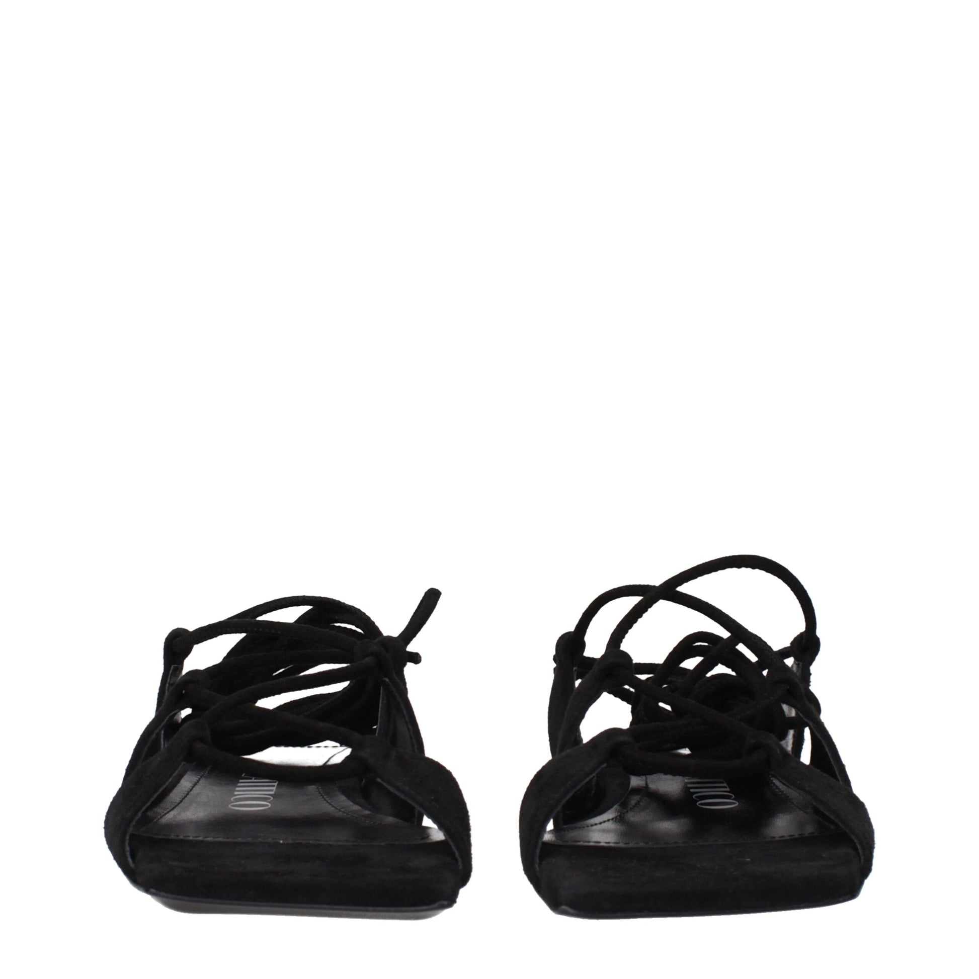 Les sandales plates en cuir noir The Attico
