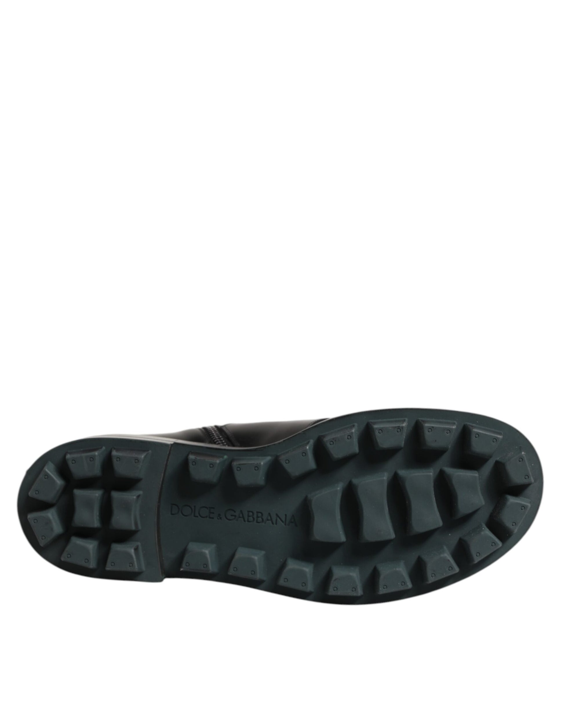Bottes Biker Dolce & Gabbana Noires Mi-Mollet avec Plaque Logo