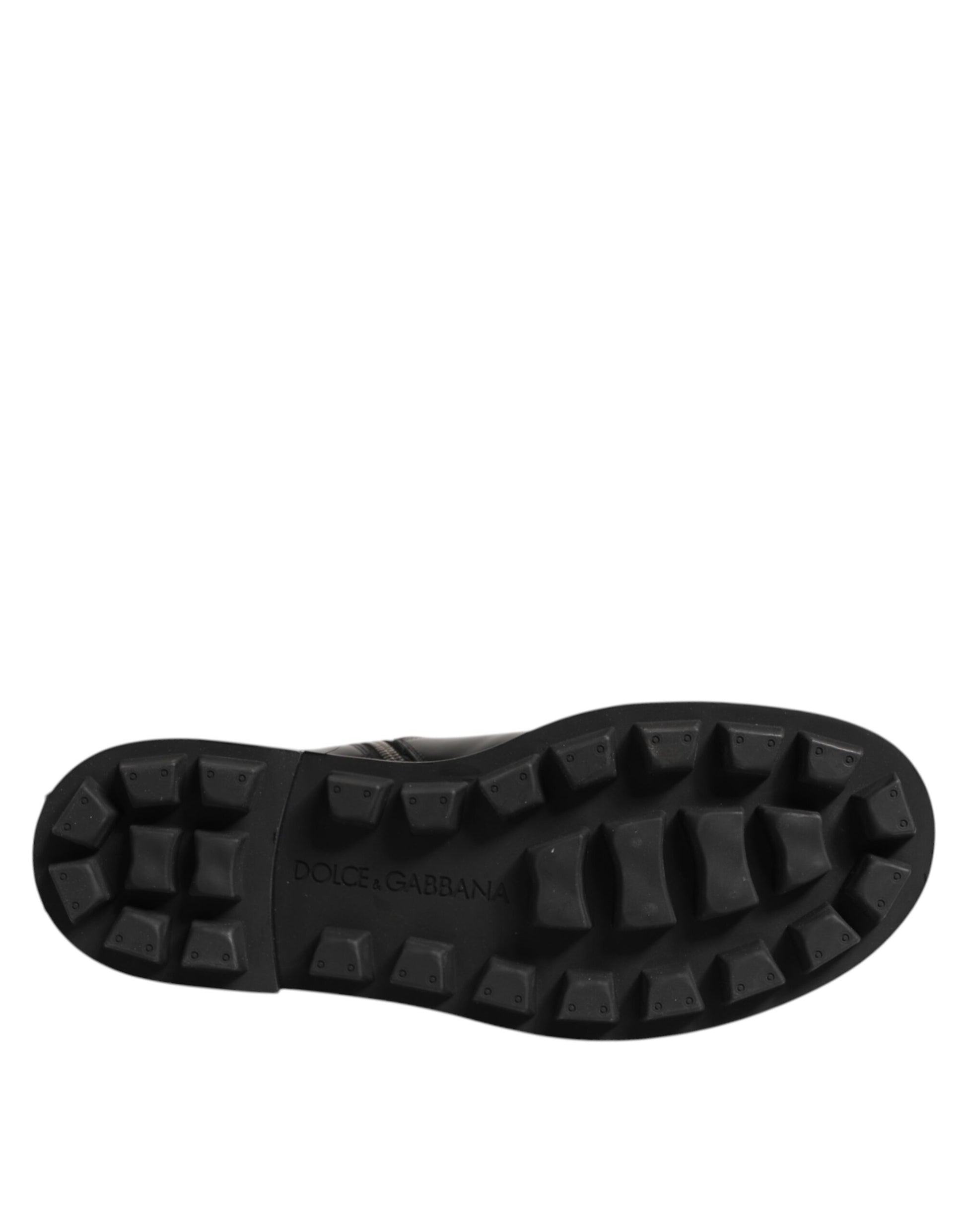 Bottes Biker Dolce & Gabbana Noires Mi-Mollet avec Plaque Logo