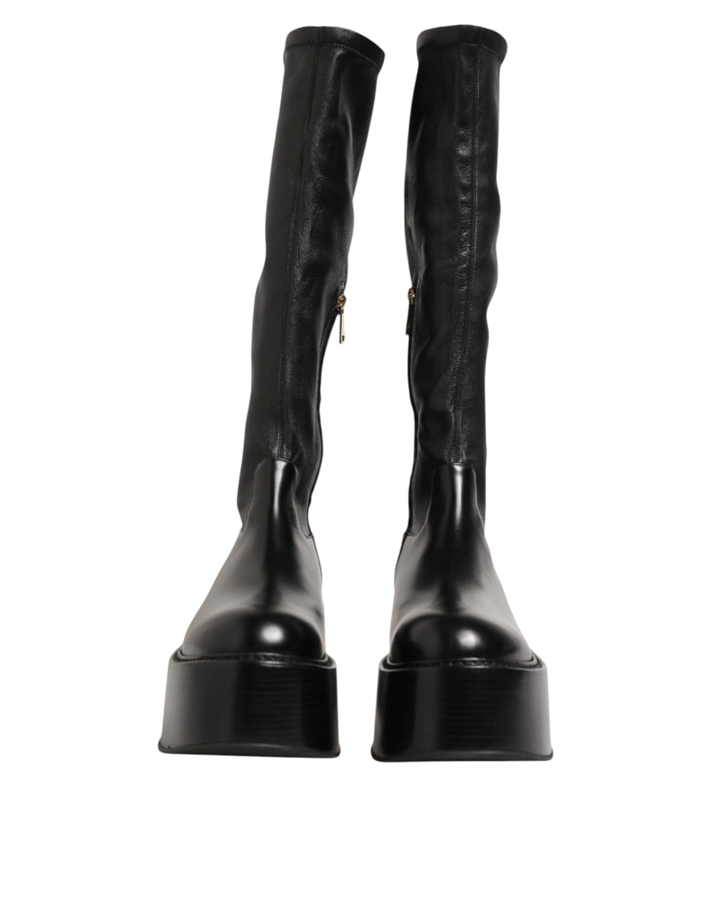 Bottes hautes Dolce & Gabbana noires avec logo et plaque