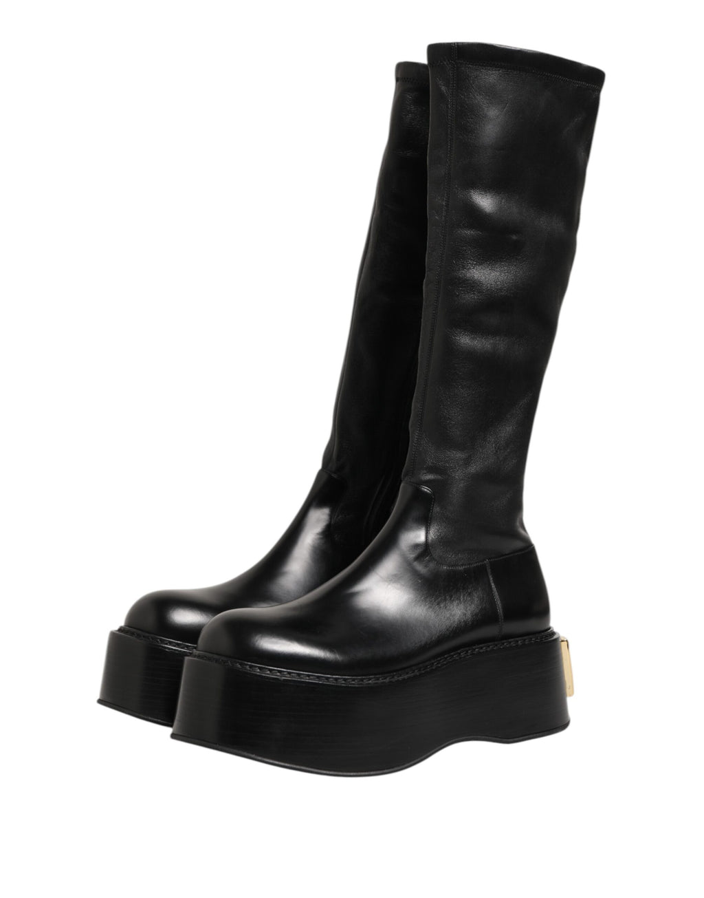 Bottes hautes Dolce & Gabbana noires avec logo et plaque