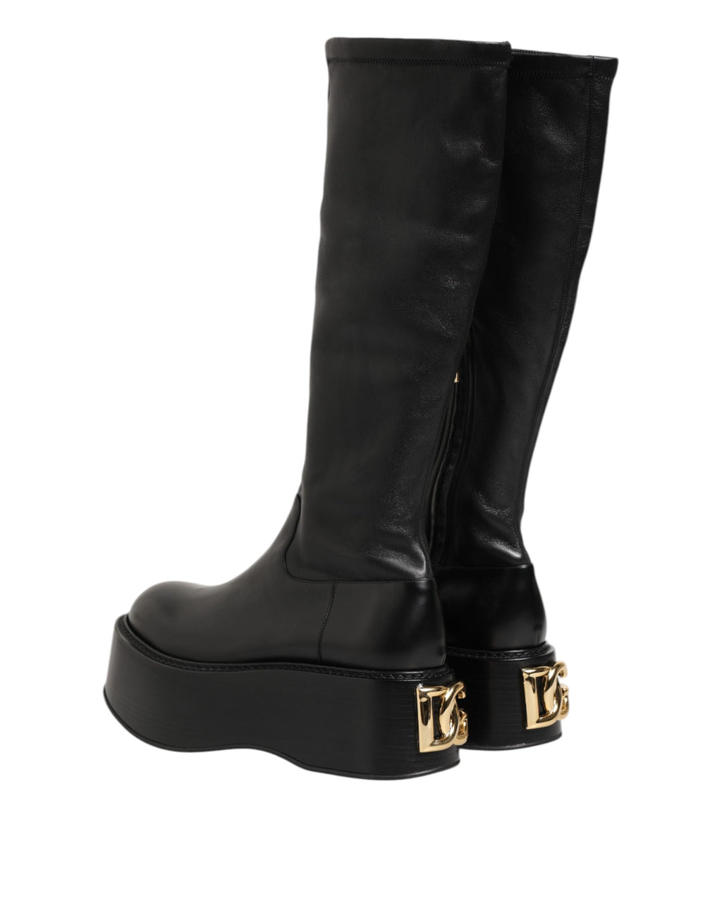 Bottes hautes Dolce & Gabbana noires avec logo et plaque