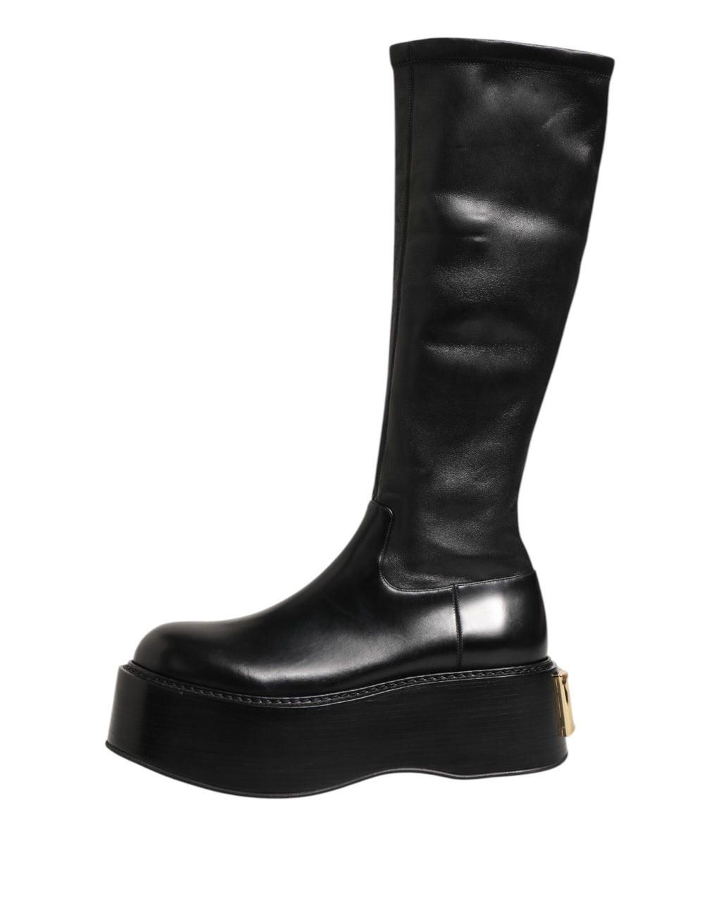 Bottes hautes Dolce & Gabbana noires avec logo et plaque