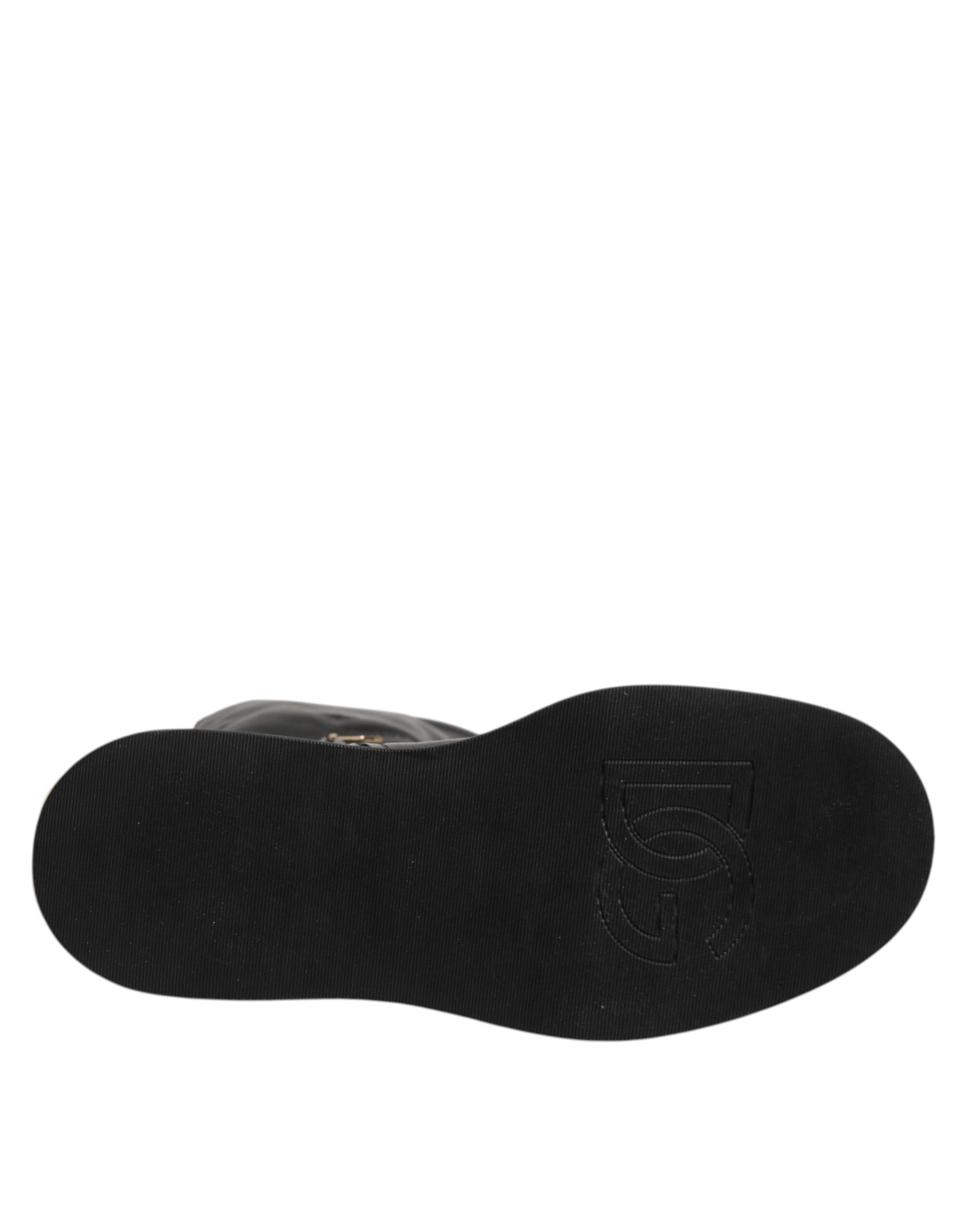 Bottes hautes Dolce & Gabbana noires avec logo et plaque