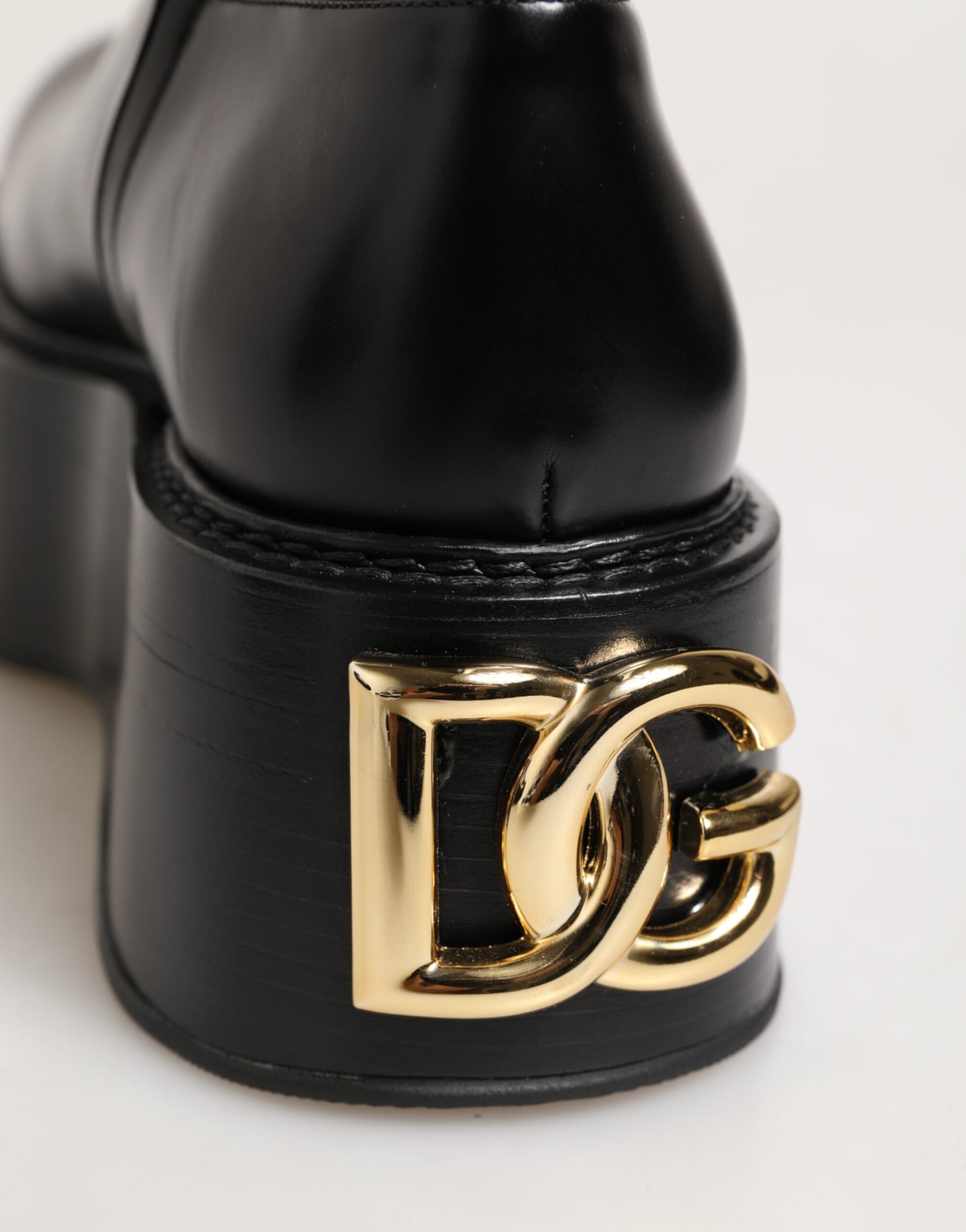 Bottes hautes Dolce & Gabbana noires avec logo et plaque