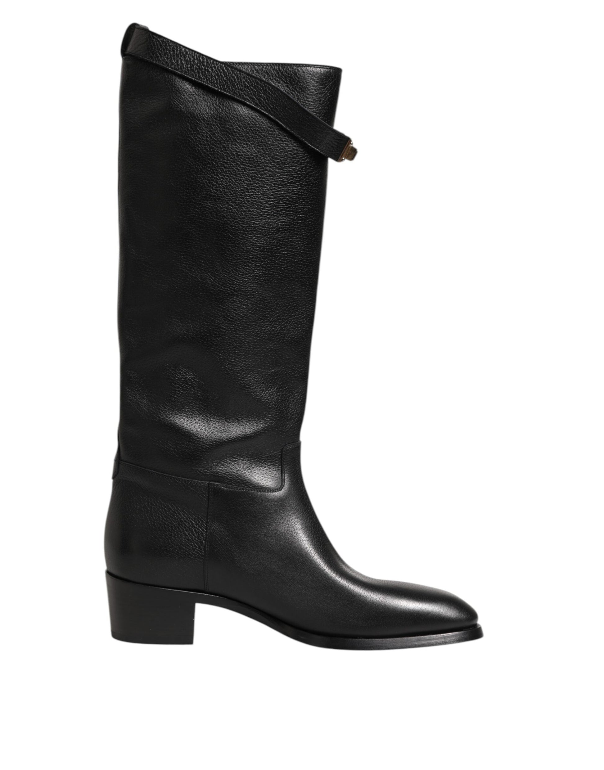 Bottes hautes Dolce & Gabbana noires avec logo et plaque