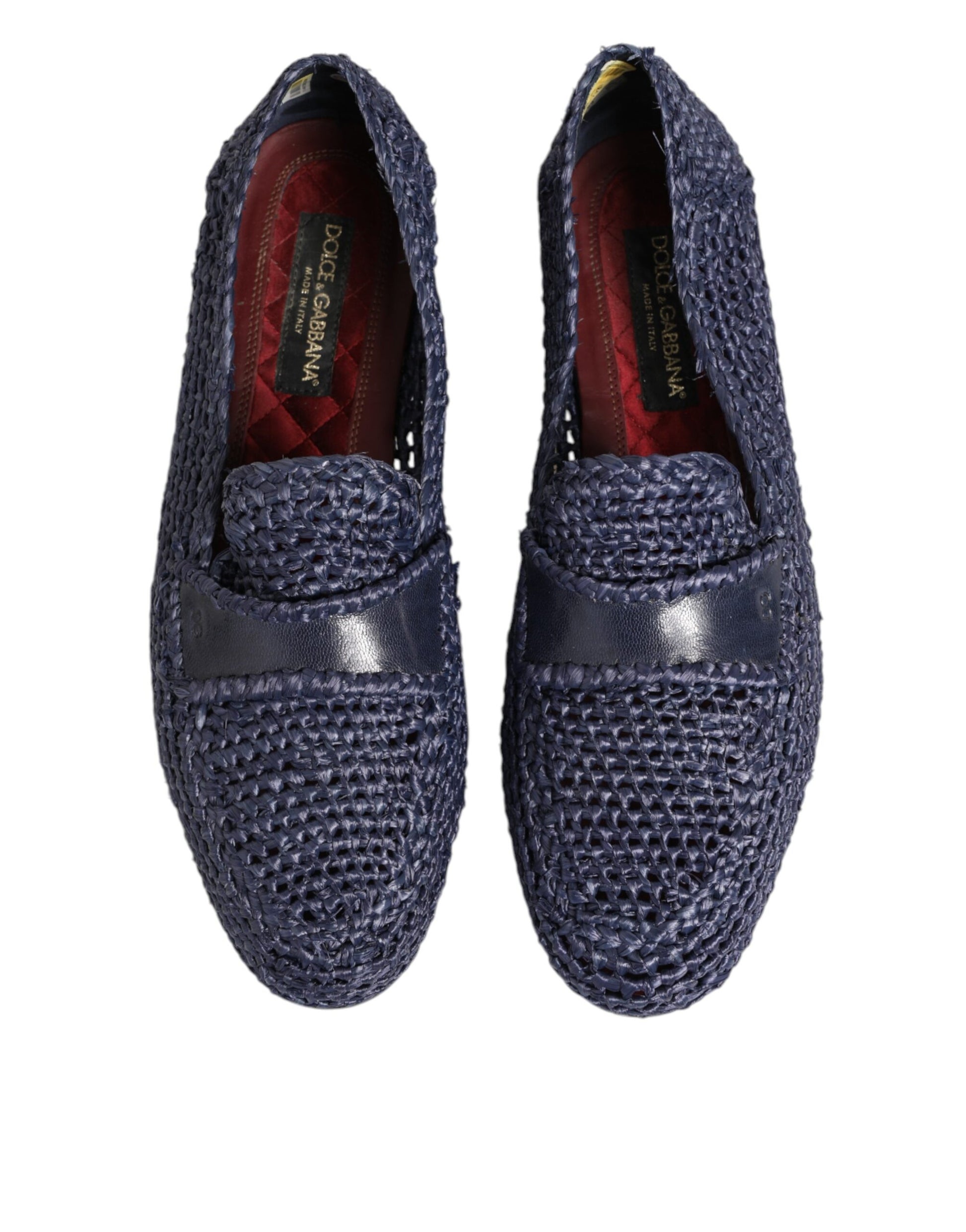 Mocassins à enfiler Dolce & Gabbana en cuir tressé bleu pour homme