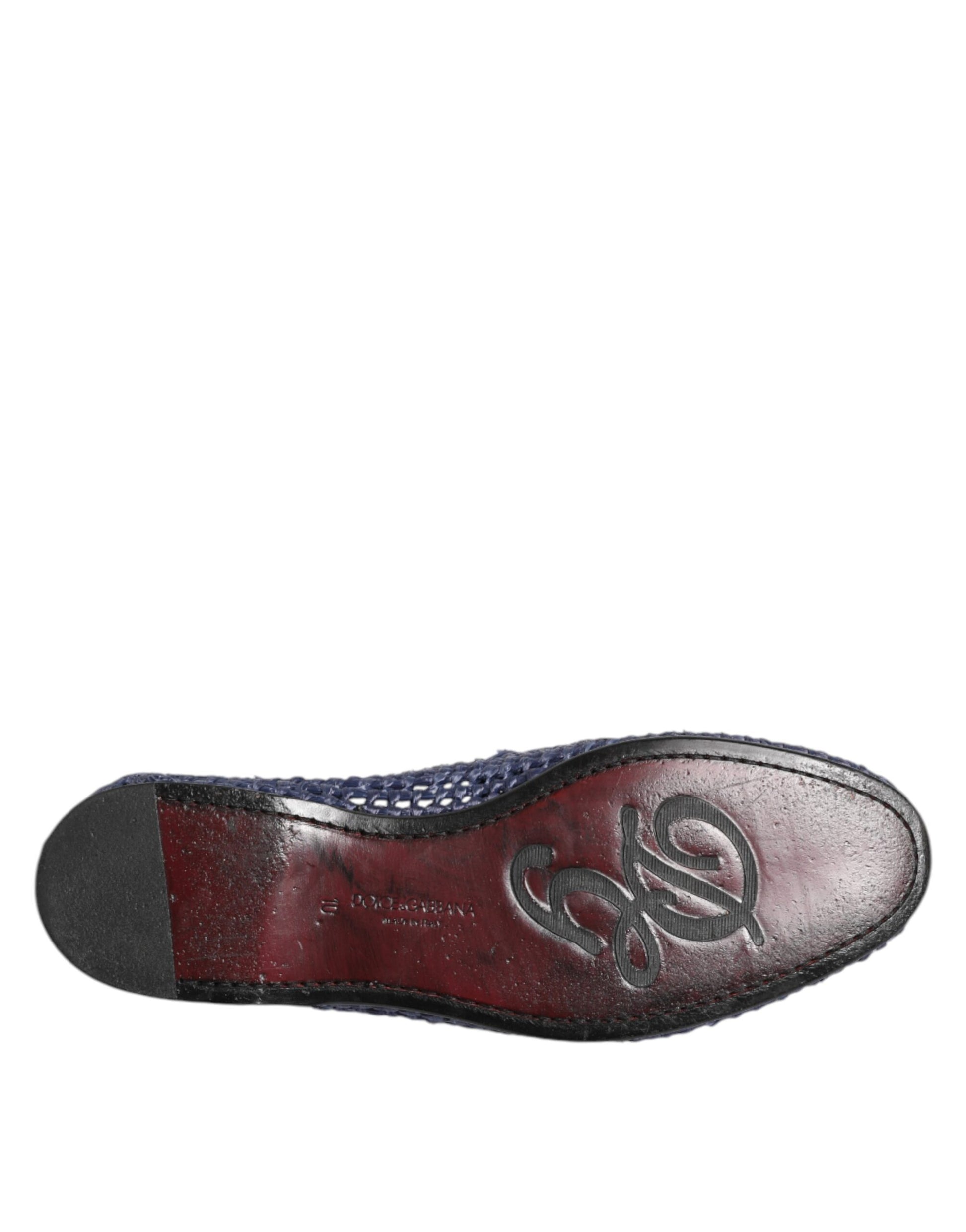 Mocassins à enfiler Dolce & Gabbana en cuir tressé bleu pour homme
