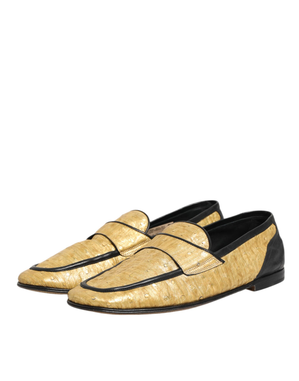 Dolce & Gabbana Yellow Black Leather Slip On Loafers Shoes