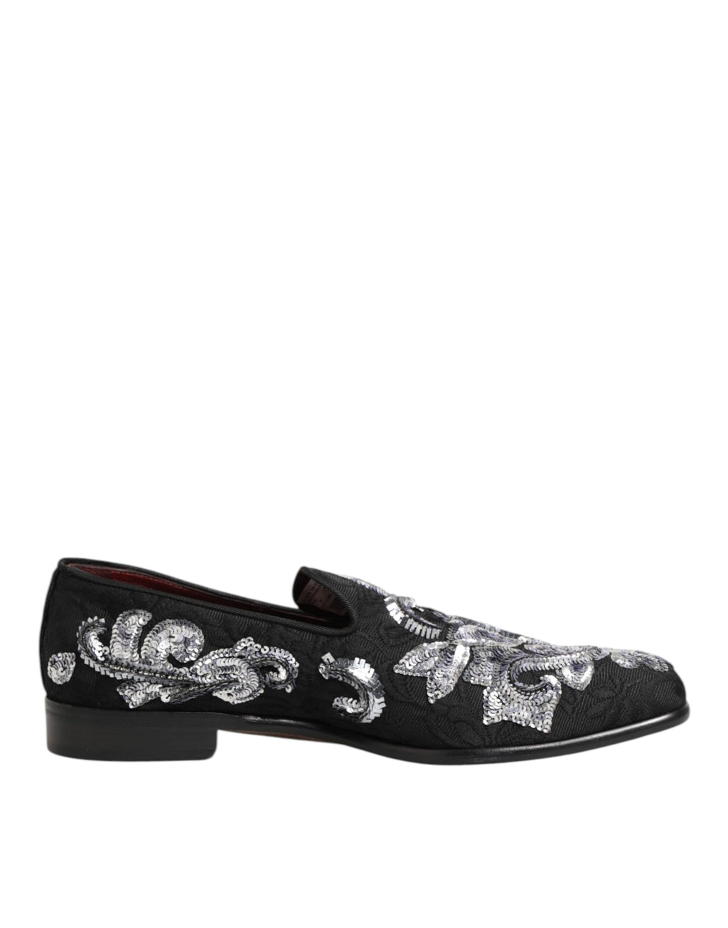 Mocassins à Paillettes Argentées Noires Dolce & Gabbana Chaussures de Ville Homme