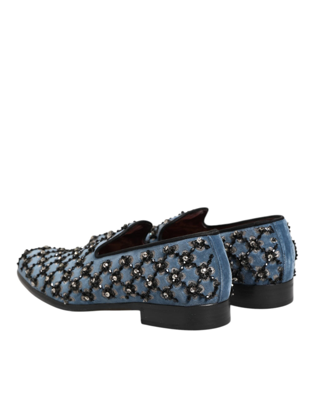 Dolce & Gabbana Blue Velvet Crystal Detailing Loafer Men Shoes