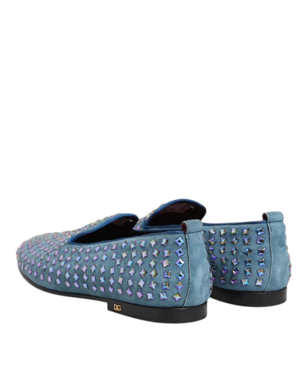 Dolce & Gabbana Blue Suede Studded Dress Men Loafers Shoes